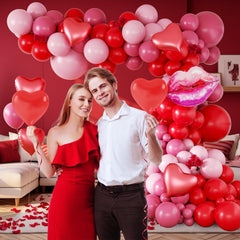 Saratimtou valentines balloon arch kit decorative strip and pump in use