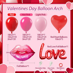 Saratimtou valentines balloon arch kit red hot pink balloons for dramatic color