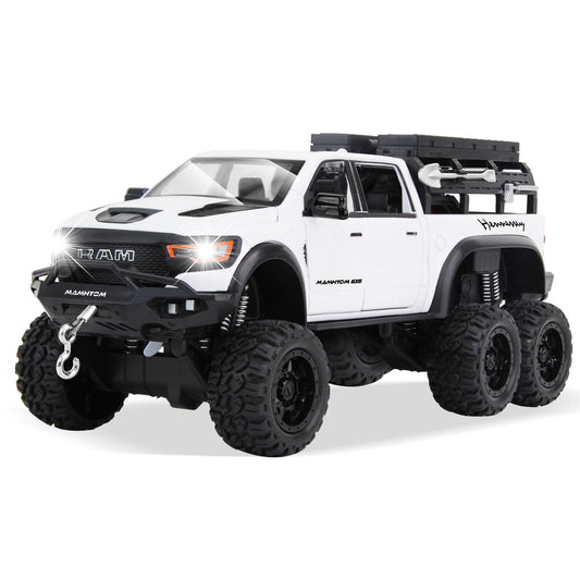 SASBSC 6x6 pickup truck toy white front view shows rugged metal build for durable play