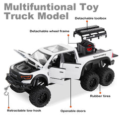 SASBSC 6x6 pickup truck toy white side view highlights collectible design for display and play
