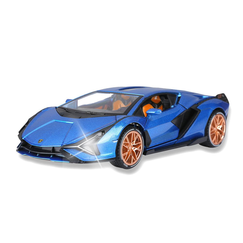 SASBSC Lamb toy car blue with front doors open for interactive play
