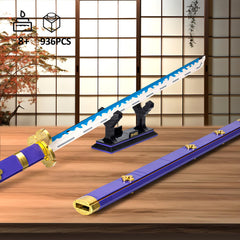 SATHIBI Yamato sword building set handle close-up for sturdy grip during assembly