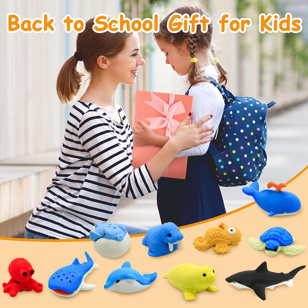 Satomoto sea animal erasers seahorse: intricate parts support fine motor practice.