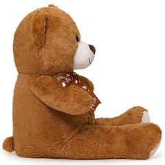 Sausudols Teddy Bear 16-inch close-up fabric shows velvety texture safe for sensitive skin.