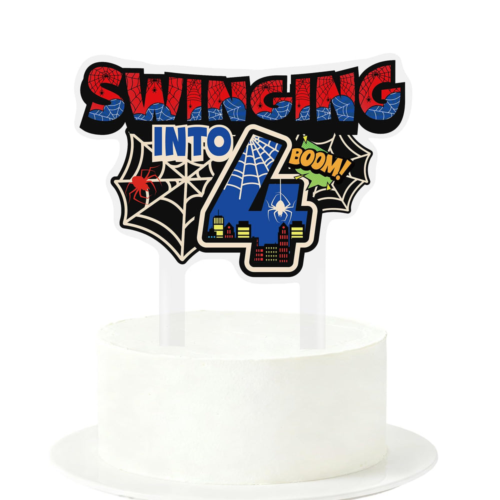 SAVITA spider birthday cake topper with bold spider design for memorable celebrations.