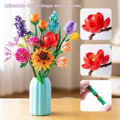 Sawaruita bouquet block tulips, cheerful centerpiece option for desks and shelves