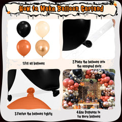 Saxuxu 12-inch mixed balloons in black white orange and rose gold
