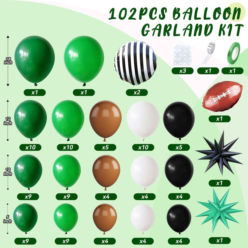 Saxuxu football arch kit dark green balloons with rich tones for stadium-inspired decor