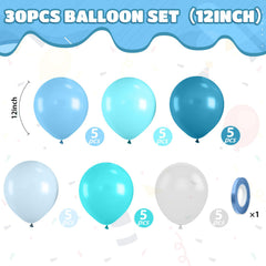 Saxuxu Macaron blue and teal balloons add elegant accents to baby showers