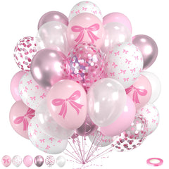 Saxuxu pink bow balloons pack adds festive charm to any party setting