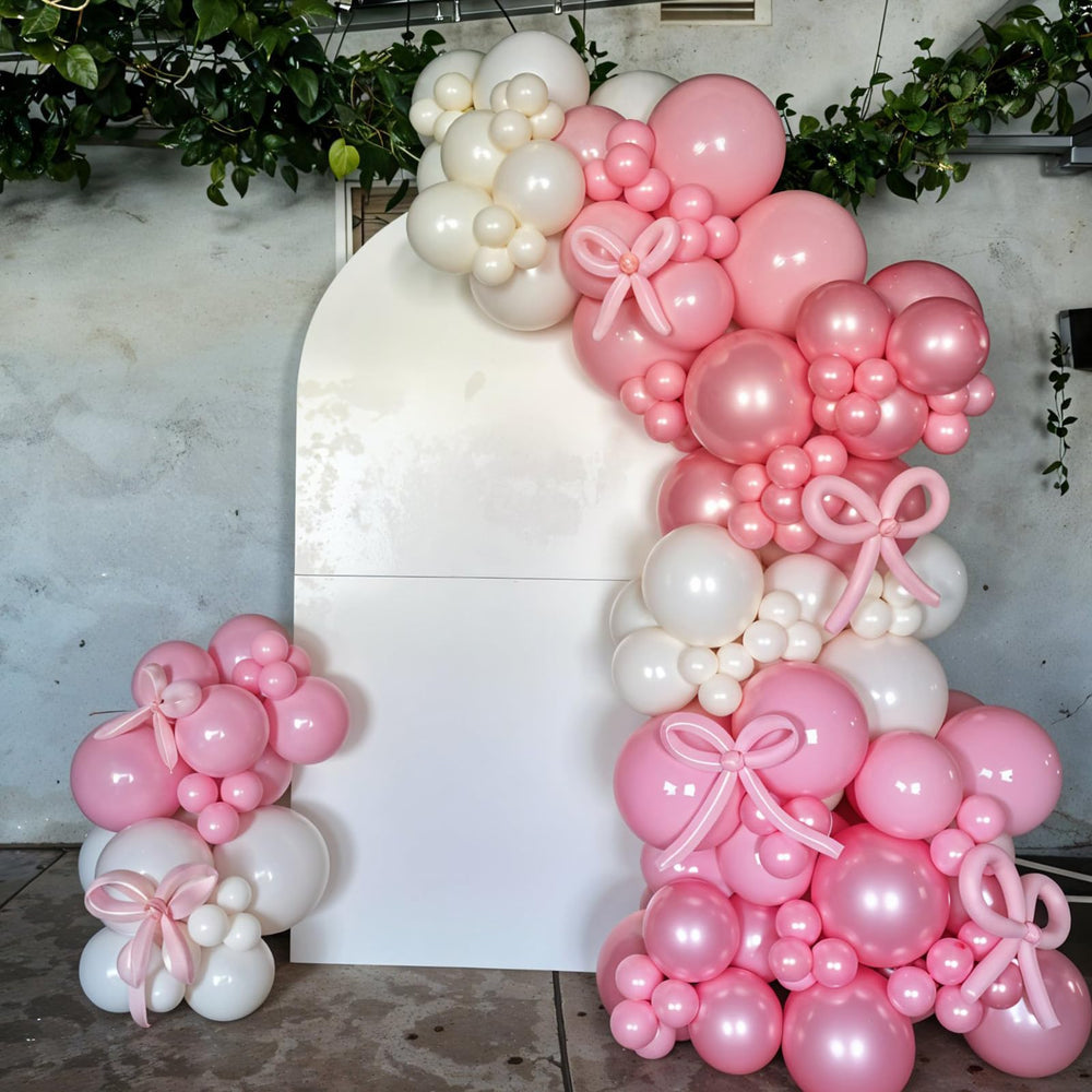 Saxuxu pink ribbon accessory enhances balloon garland setups