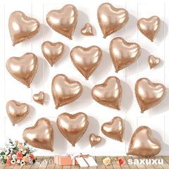Saxuxu Rose Gold Heart Balloons 5-inch size ideal for cute tabletop accents.