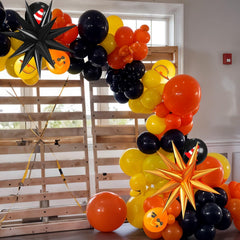 Saxuxu orange star foil balloon adds bright focal point