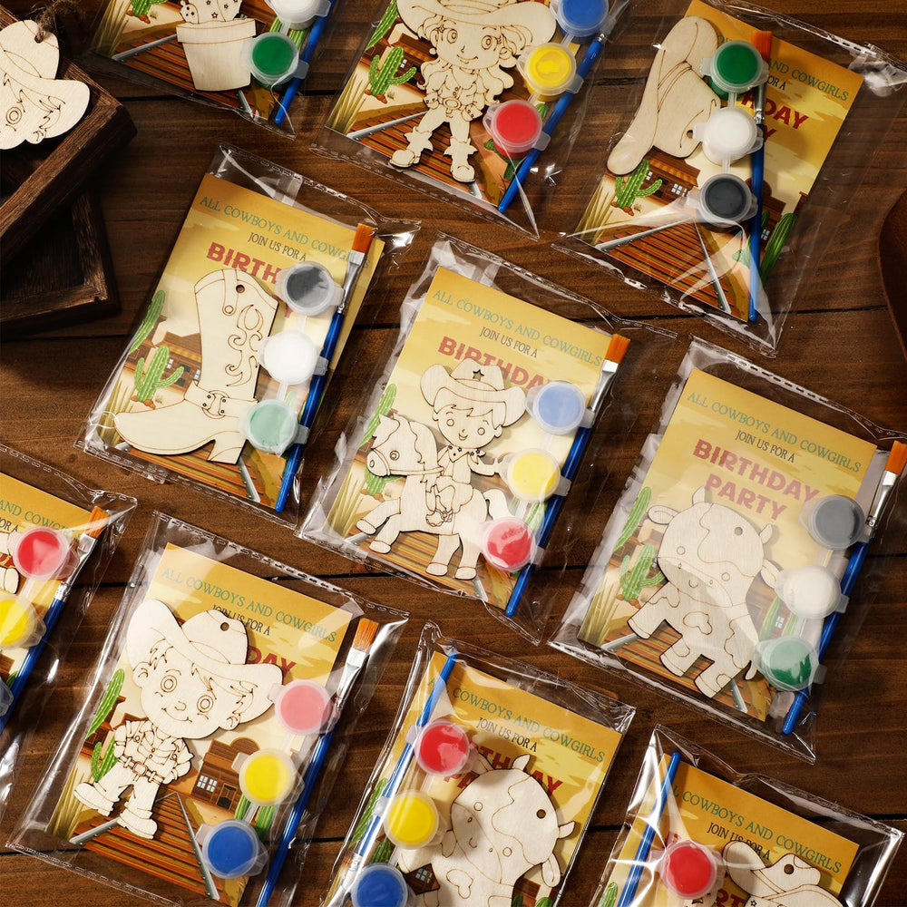 Saypacck western cowboy wood crafts set: smooth pieces ready for painting and display