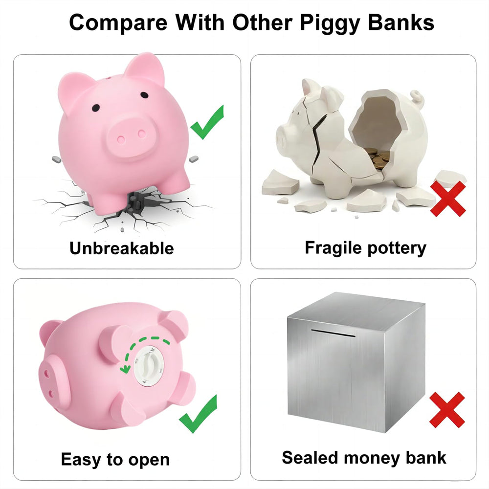 Sbrvaniy Piggy Bank coin slot acceptance supports various coins.