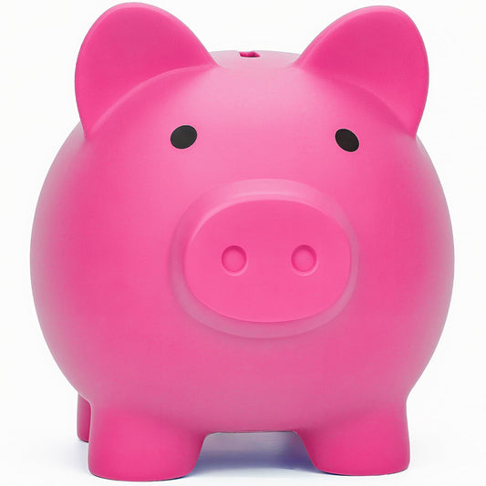Sbrvaniy piggy bank front view shows durable unbreakable plastic for kids.