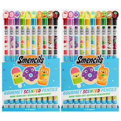 Scentco Graphite Smencils two-pack front view shows two scented pencil tins for school use