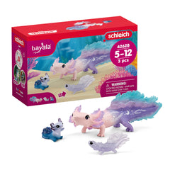 Schleich Bayala axolotl trio display-ready figures for imaginative underwater play.