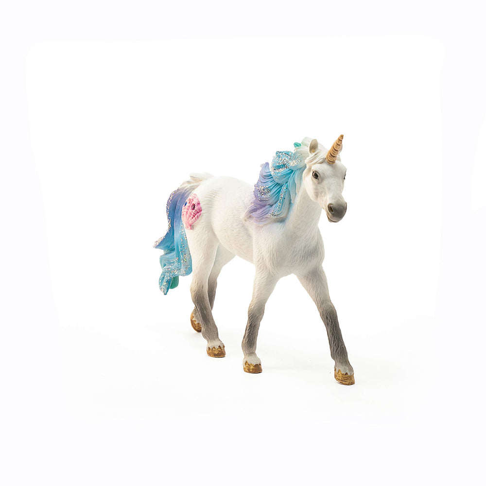 Close-up of Schleich bayala sea unicorn stallion detail for storytelling