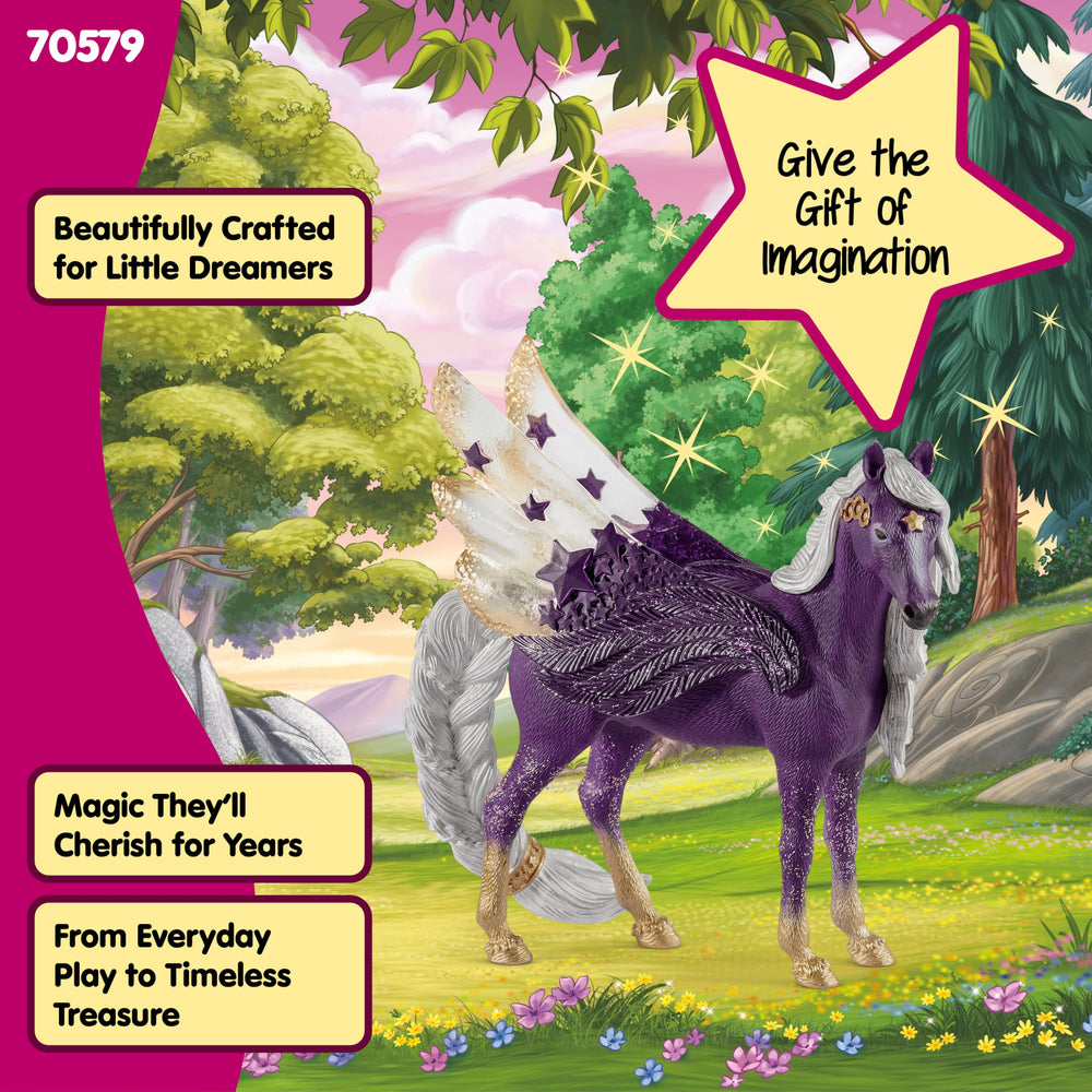 Schleich bayala Star Pegasus Mare colorful figurine adds magic to playtime.