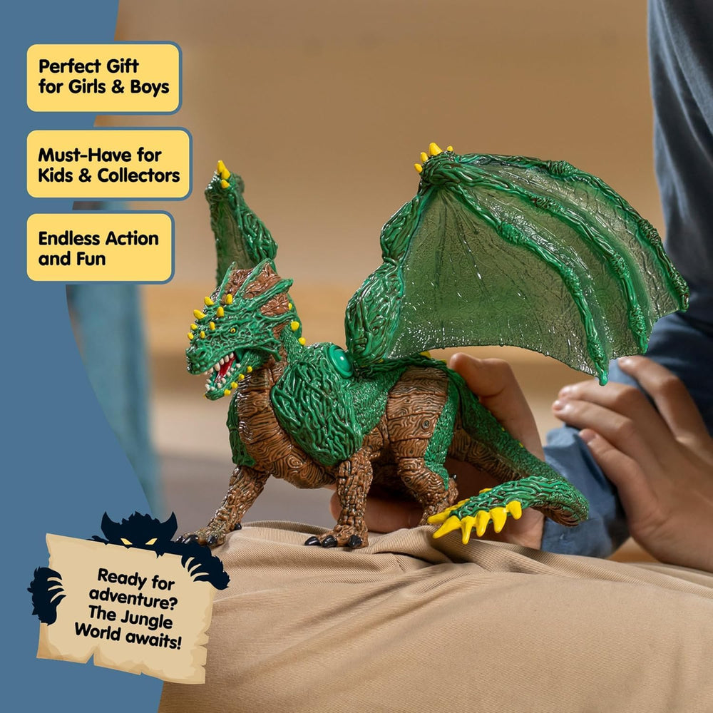Schleich Jungle Dragon detail shows vine-covered wings for lifelike fantasy scenes.