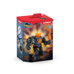 Schleich Eldrador Shadow Lava Robot in a battle scene with lava axe.