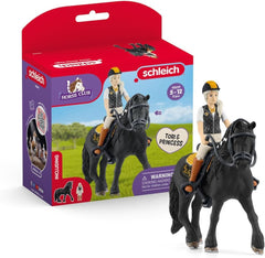 Schleich Horse Club Tori and Princess playset offers 11 pieces for imaginative equestrian adventures.