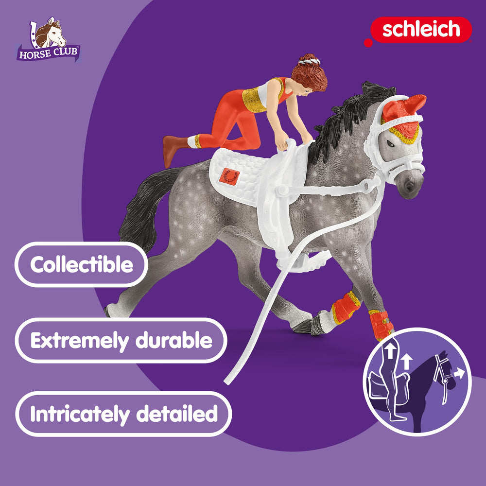 Close-up of the horse figure in Schleich Mia's Vaulting Set.