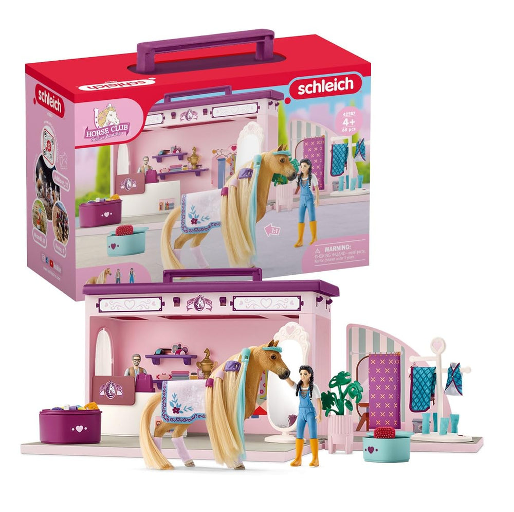 Schleich Sofia's Beauties pop-up boutique hair-brushing station for grooming on the go.