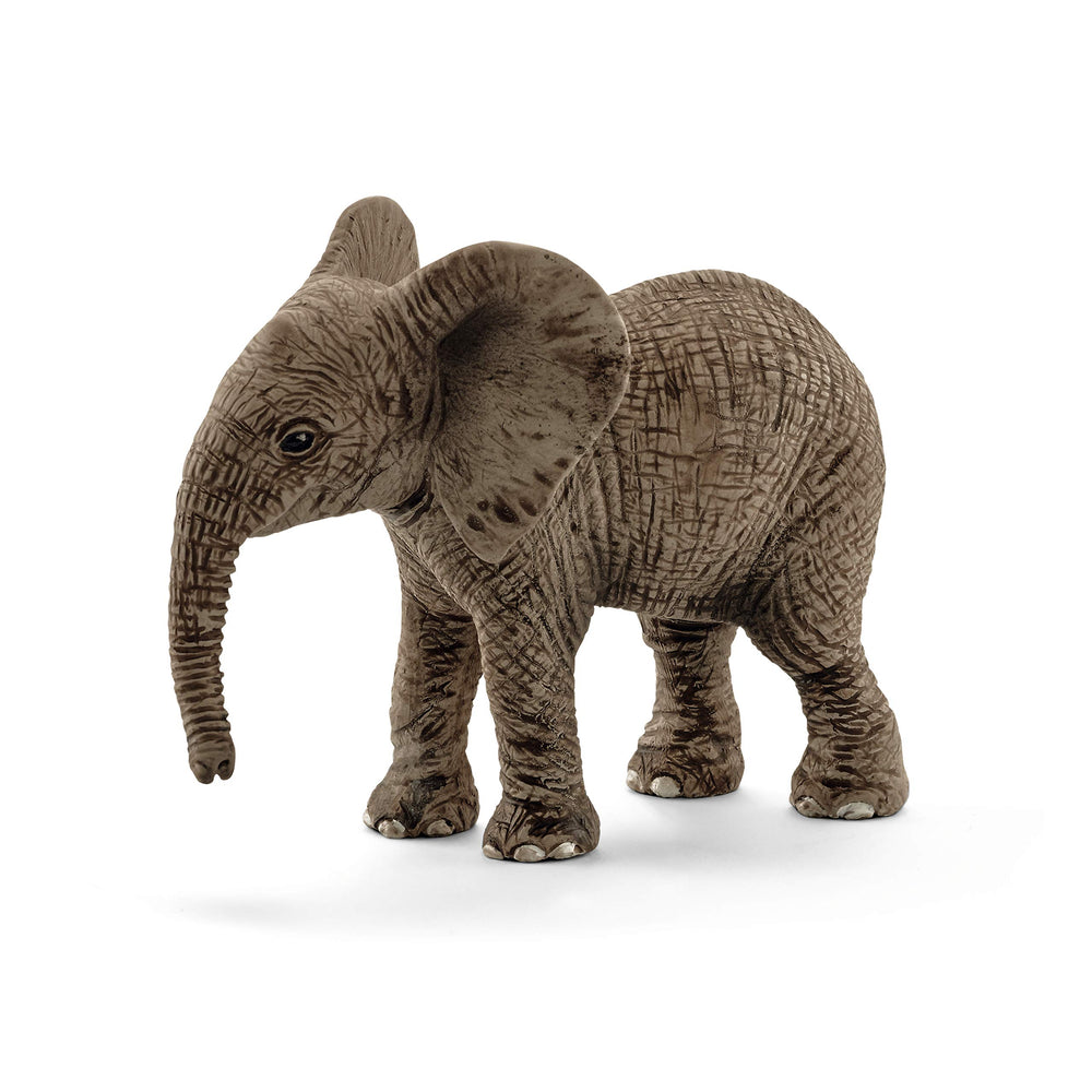 Schleich Wild Life African Elephant Calf figurine in hand, ideal for imaginative pretend play.