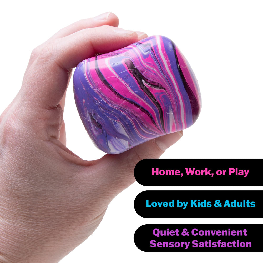 Schylling NeeDoh Nice Cube Swirl compact 2.25-inch size for easy carry.