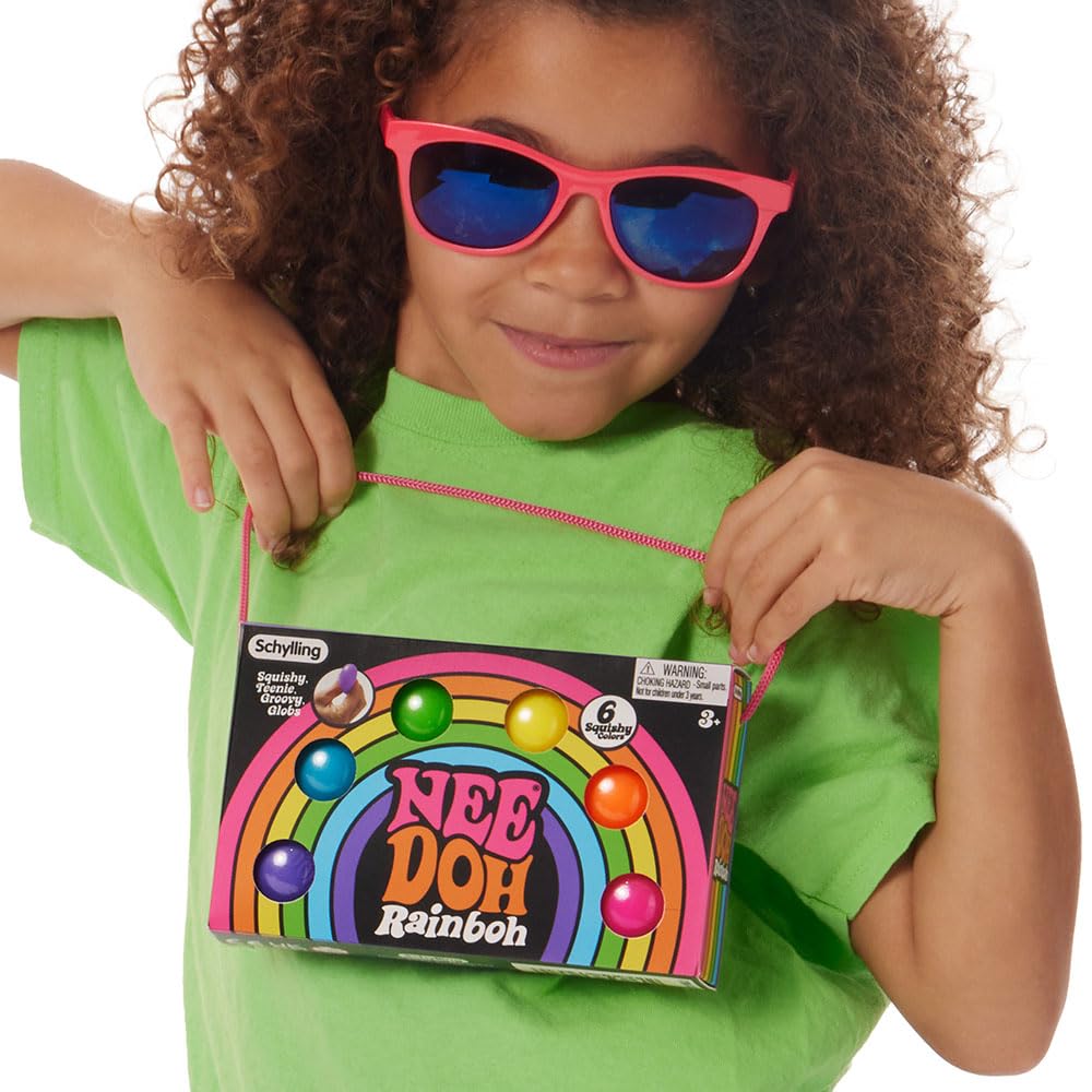 Schylling NeeDoh Rainboh Teenie aged 3+ friendly tactile toy option.