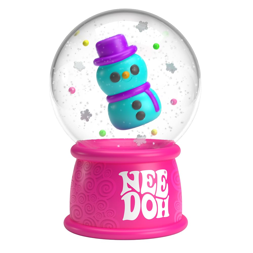 Schylling NeeDoh Squishmas snow globe with snowman offers soothing squeezes and playful visuals.