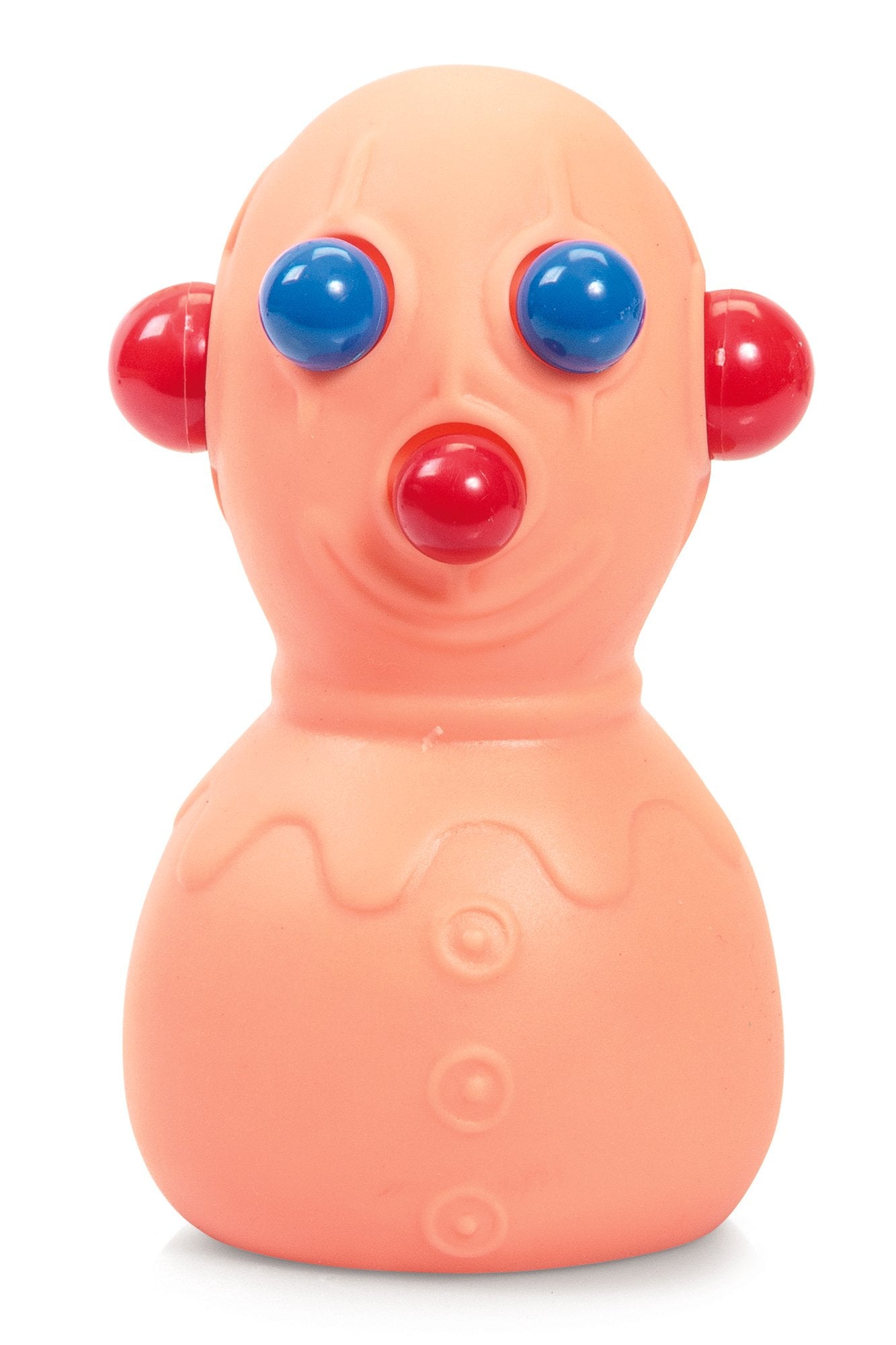 Schylling Panic Pete squeeze toy, main view of classic orange rubber for tactile play