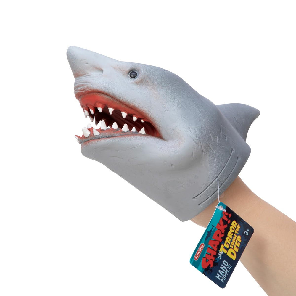 Schylling Shark Hand Puppet front view supports imaginative storytelling during play.