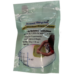 Science Gone Fun sodium polyacrylate granules ready to absorb water for hands-on experiments.