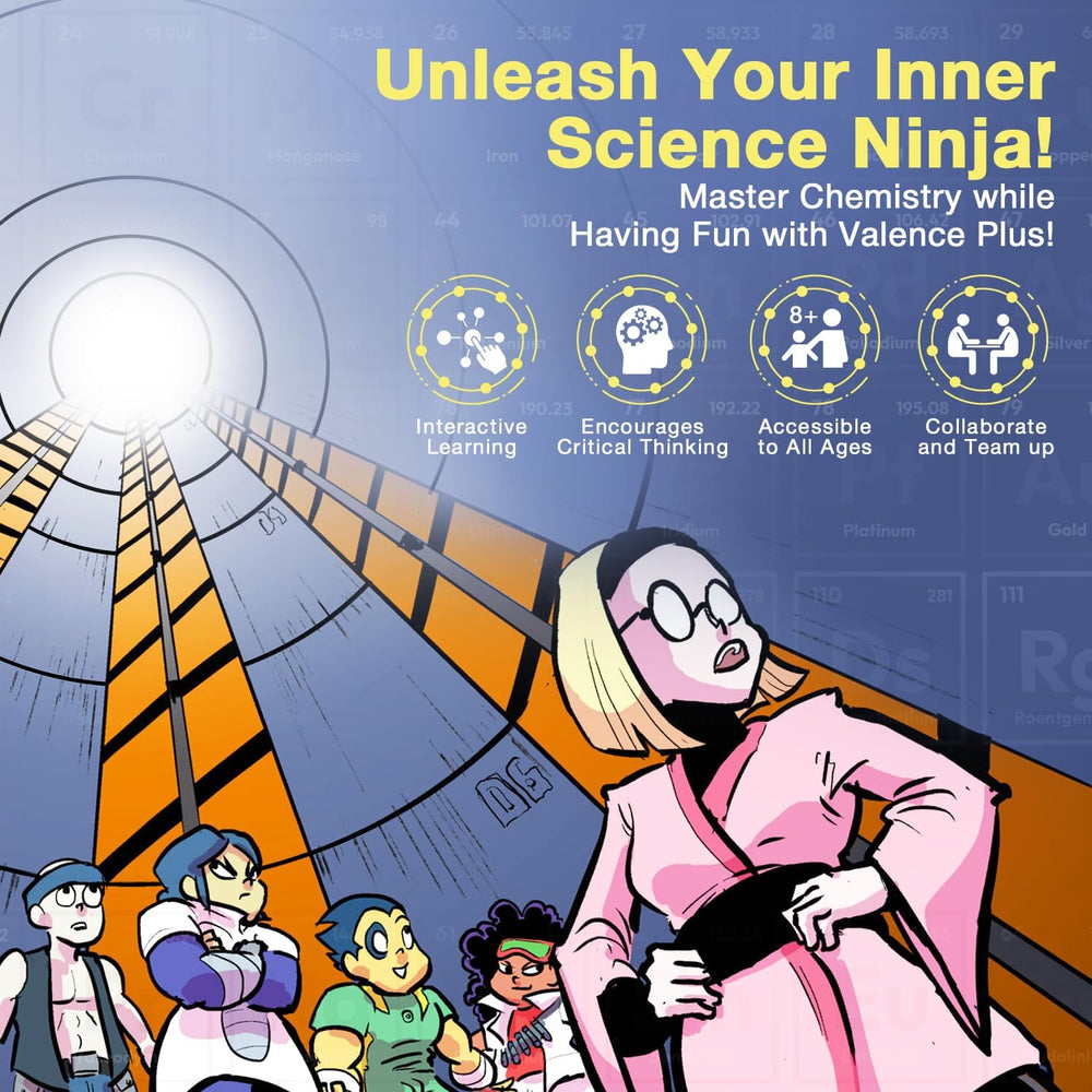 Science Ninjas Valence Plus card detail shows durable linen-finish cards for repeat play.