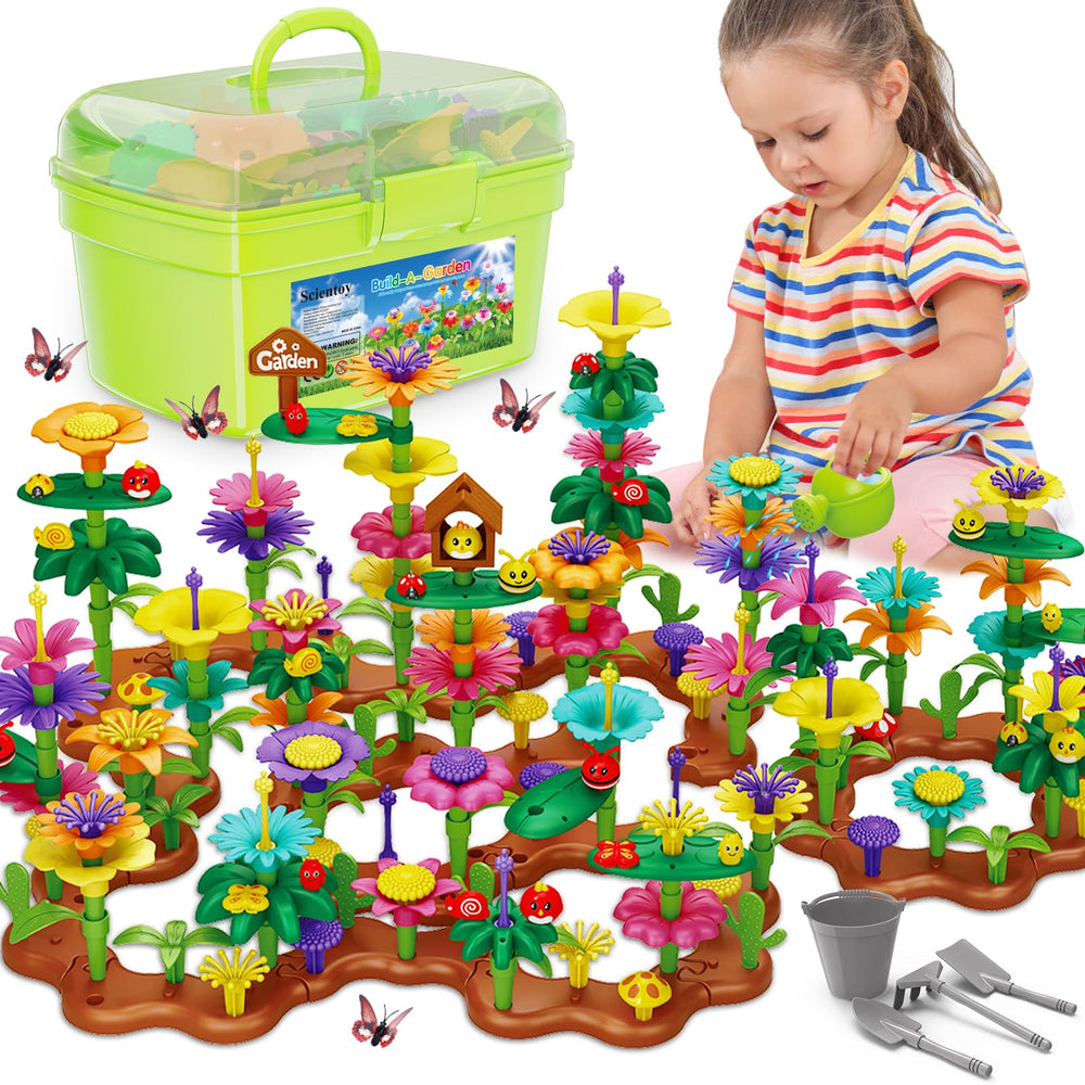 Scientoy Flower Garden bloom collection for imaginative play and fine motor practice.