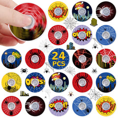 SCIONE 24-pack spider theme fidget spinner—colorful sensory toy for focus.