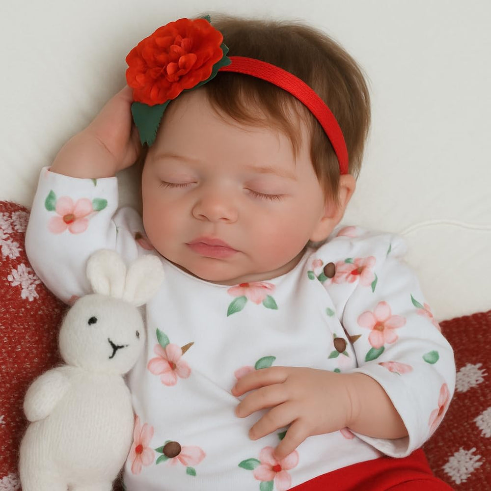 SCOM Sara 20-inch reborn doll headshot showing lifelike veins and blush