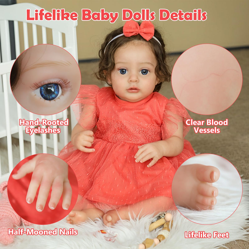 SCOM Reborn magnetic pacifier supports authentic infant interaction during pretend feeding.