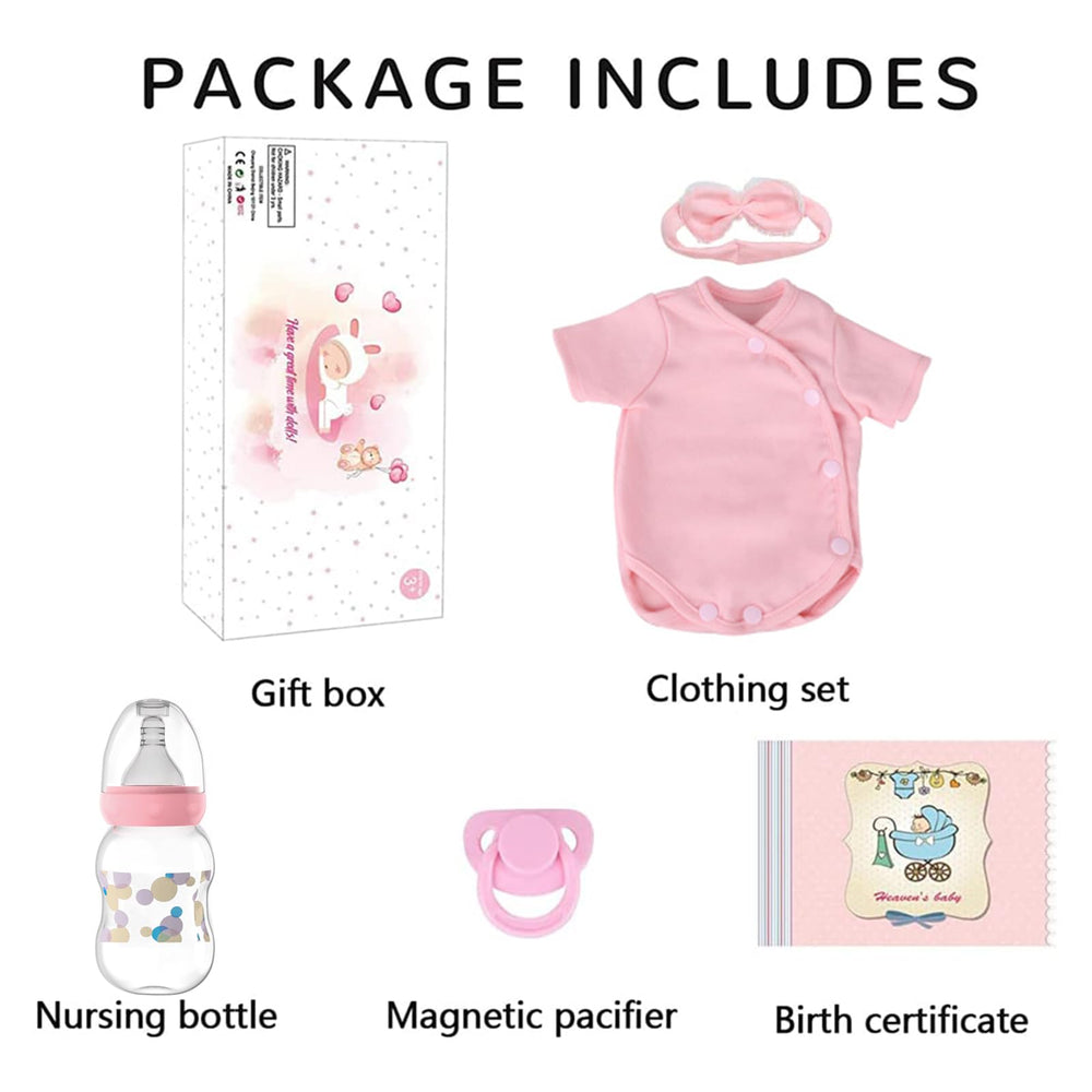 SCOM Reborn Lucy gift-ready package includes clothes and birth certificate.