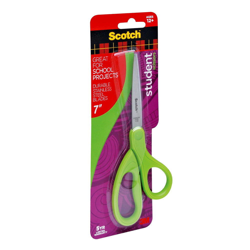 Scotch Student Scissors 7-Inch purple handle comfortable grip for young learners.
