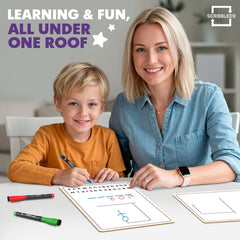 Scribbledo Hangman blank surface ready for drawing and spelling practice.