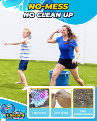 Kids ages 4-8 enjoy outdoor play with SCUATANBE reusable water balloons.