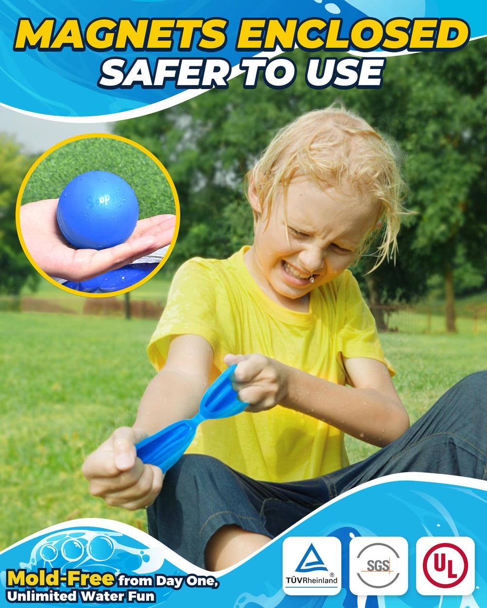 SCUATANBE self-sealing water balloons provide mess-free backyard fun.