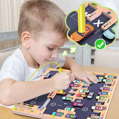 Scuwtocn magnetic pen with string keeps blocks organized during travel.