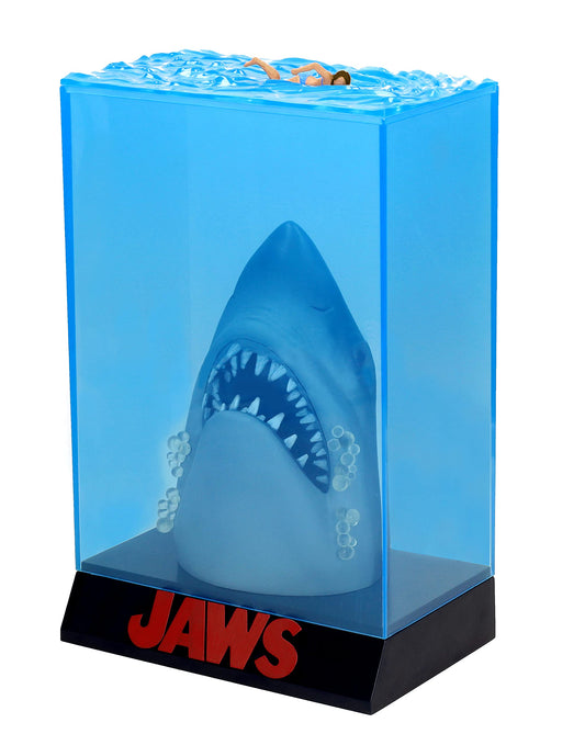 SD TOYS Jaws 3D poster statue front view with blue printed finish for bold display