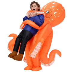 Searhmomo inflatable octopus costume for kids – front view, eye-catching Halloween fun.