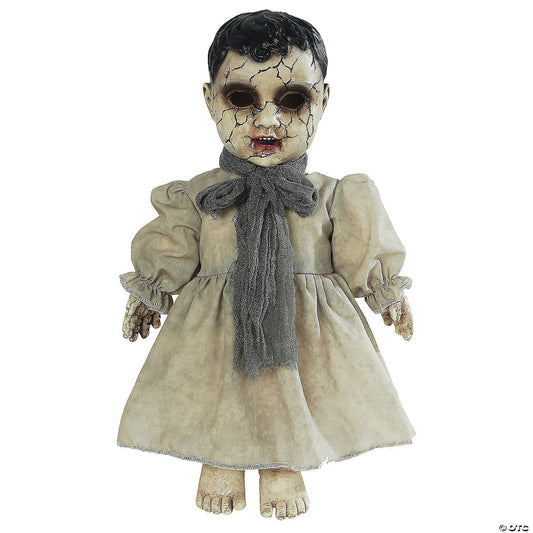 Seasonal Visions Forgotten Doll with Sound emits eerie phrases for haunted dioramas.